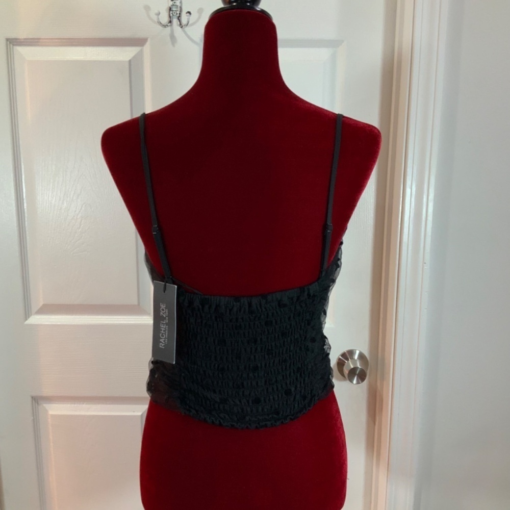Rachel Zoe Mesh Black Polka Dot Cami Top Size Small New - Picture 6 of 10